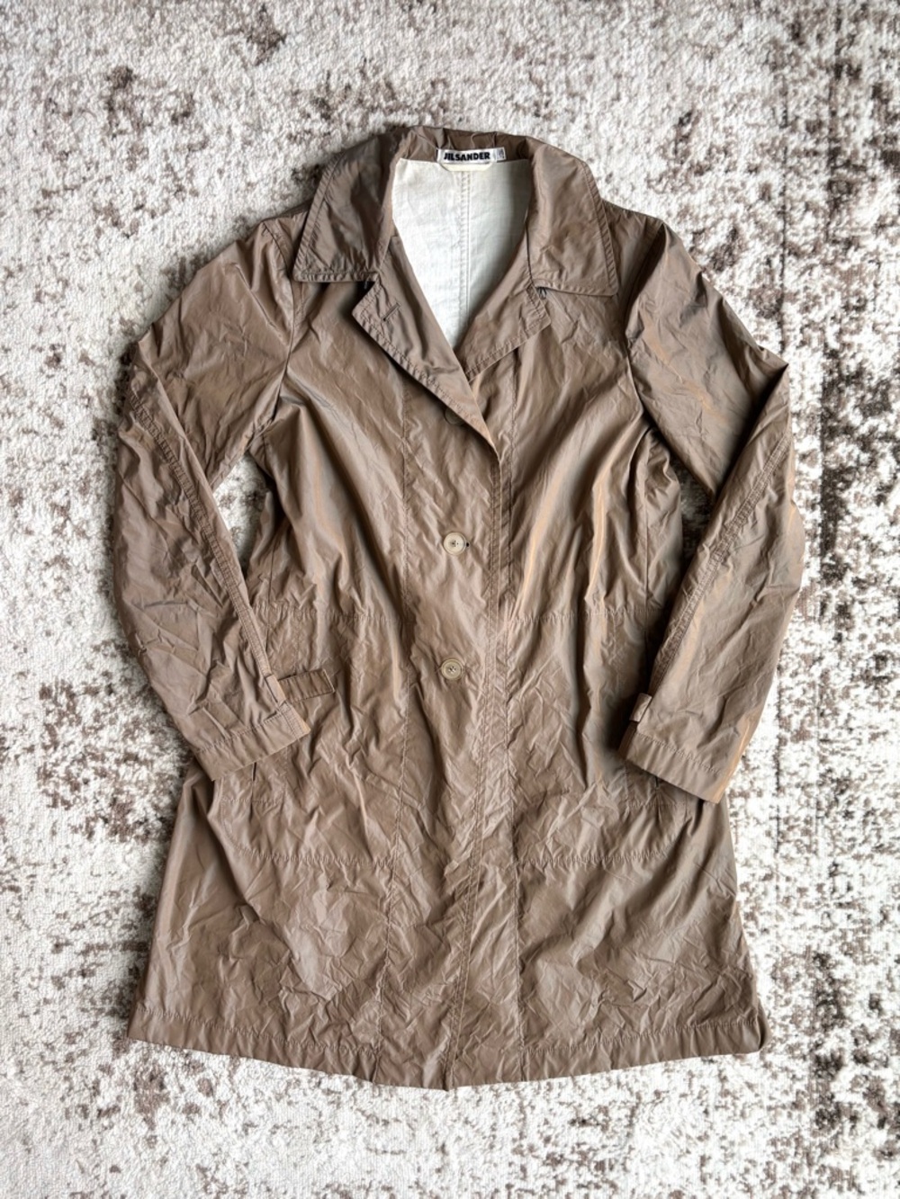 JIL SANDER Taupe Belted Long Trench Coat - Picture 5 of 9